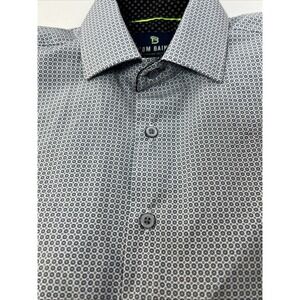 Tom Baine‎ Performance Collection Slim Fit Blue Geometric Button Up Size Small